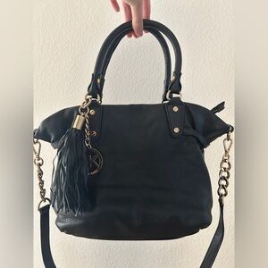 Michael Kors Megan Pebbled Leather Tassel Satchel Crossbody Handbag- Pre Owned